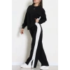 Şeritli 2 İplik Eşofman Takımı Siyahbeyaz - 52180.1857.