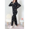 Soft Milan Düğmeli Pijama Takımı Siyahbeyaz - 7511.1287.