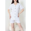 Şortlu Düğmeli Pijama Takım Beyazsiyah - 50773.1773.
