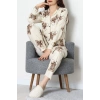 Süet Düğmeli Pijama Takımı Bejayı - 52179.2124.