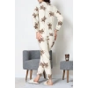 Süet Düğmeli Pijama Takımı Bejayı - 52179.2124.