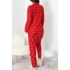 Süet Düğmeli Pijama Takımı Kırmızı - 31876.1049.
