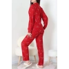 Süet Düğmeli Pijama Takımı Kırmızı1 - 31876.1049.