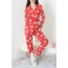 Süet Düğmeli Pijama Takımı Kırmızıbej - 55014.1048.