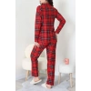 Süet Düğmeli Pijama Takımı Kırmızıekose - 52171.1050.