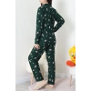 Süet Düğmeli Pijama Takımı Koyuyeşil - 31876.1049.