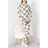 Süet Düğmeli Pijama Takımı Kremkahve - 52171.1050.