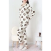 Süet Düğmeli Pijama Takımı Kremkahve - 52171.1050.