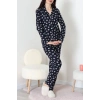 Süet Düğmeli Pijama Takımı Lacibeyaz - 55014.1048.