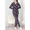 Süet Düğmeli Pijama Takımı Lacivertekose - 55014.1048.