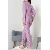 Süet Düğmeli Pijama Takımı Pembeçizgili - 52171.1050.