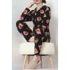 Süet Düğmeli Pijama Takımı Siyah - 55014.1048.