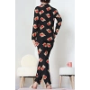 Süet Düğmeli Pijama Takımı Siyah - 55014.1048.