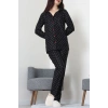 Süet Düğmeli Pijama Takımı Siyahyıldız - 52171.1050.