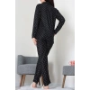 Süet Düğmeli Pijama Takımı Siyahyıldız - 52171.1050.