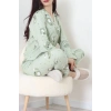 Süet Düğmeli Pijama Takımı Yeşil - 31876.1049.