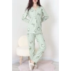 Süet Düğmeli Pijama Takımı Yeşil - 31876.1049.