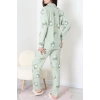 Süet Düğmeli Pijama Takımı Yeşil - 31876.1049.
