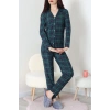 Süet Düğmeli Pijama Takımı Zümrütekose - 55014.1048.