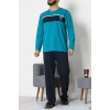 Süprem Baskılı Erkek Pijama Takımı Petrol - 70886.1838.
