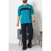 Süprem Baskılı Erkek Pijama Takımı Petrol - 70886.1838.