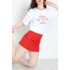Suprem Baskılı Oversize Tişört Beyaz - 31883.1878.