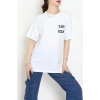 Suprem Baskılı Oversize Tişört Beyaz - 31888.1878.
