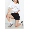Suprem Baskılı Oversize Tişört Beyaz - 31889.1878.