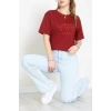 Suprem Baskılı Oversize Tişört Bordo - 31883.1878.