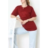 Suprem Baskılı Oversize Tişört Bordo - 31883.1878.