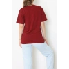 Suprem Baskılı Oversize Tişört Bordo - 31883.1878.