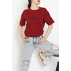 Suprem Baskılı Oversize Tişört Bordo - 31887.1878.