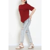 Suprem Baskılı Oversize Tişört Bordo - 31887.1878.