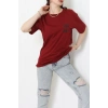 Suprem Baskılı Oversize Tişört Bordo - 31888.1878.