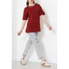 Suprem Baskılı Oversize Tişört Bordo - 31888.1878.