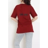 Suprem Baskılı Oversize Tişört Bordo - 31888.1878.