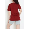 Suprem Baskılı Oversize Tişört Bordo - 31889.1878.