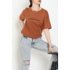 Suprem Baskılı Oversize Tişört Kiremit - 31887.1878.