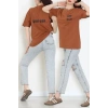 Suprem Baskılı Oversize Tişört Kiremit - 31888.1878.