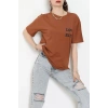 Suprem Baskılı Oversize Tişört Kiremit - 31888.1878.