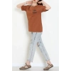 Suprem Baskılı Oversize Tişört Kiremit - 31888.1878.