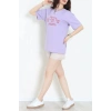 Suprem Baskılı Oversize Tişört Lila - 31883.1878.