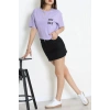 Suprem Baskılı Oversize Tişört Lila - 31888.1878.