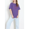 Suprem Baskılı Oversize Tişört Mor - 31883.1878.