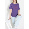 Suprem Baskılı Oversize Tişört Mor - 31883.1878.