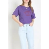 Suprem Baskılı Oversize Tişört Mor - 31883.1878.
