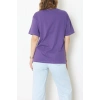Suprem Baskılı Oversize Tişört Mor - 31883.1878.