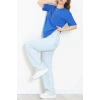 Suprem Baskılı Oversize Tişört Saks - 31883.1878.