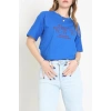 Suprem Baskılı Oversize Tişört Saks - 31883.1878.