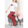 Süprem Baskılı Pijama Takım Beyazekose - 50774.1773.